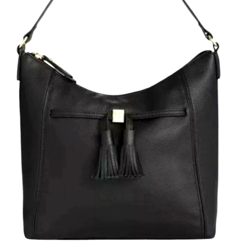 NWT GIANI BERNINI TASSLE BLACK LEATHER CROSSBODY